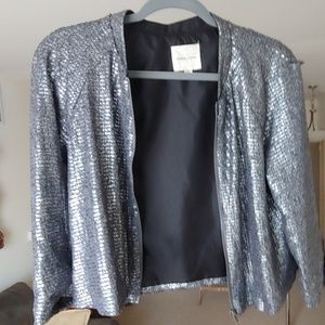 Urban Outfitters Gray 3/4 Sequin Blazer Jacket